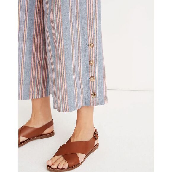 Madewell Tall Side-Button Huston Pull-On Crop Pants in Rainbow Stripe Size XS - Picture 4 of 13